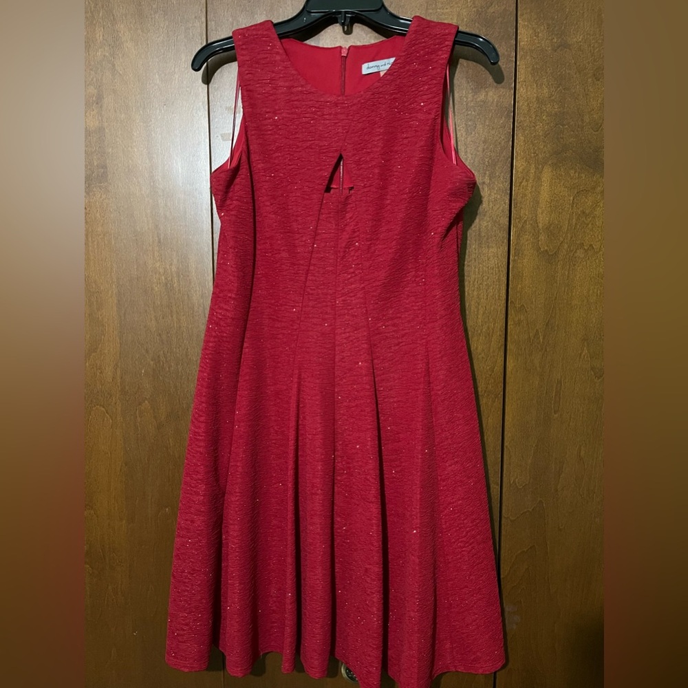 Danny & Nicole Red Glitter Midi Dress